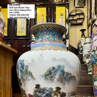 Bình Sứ Xương họa tiết Sơn Thủy